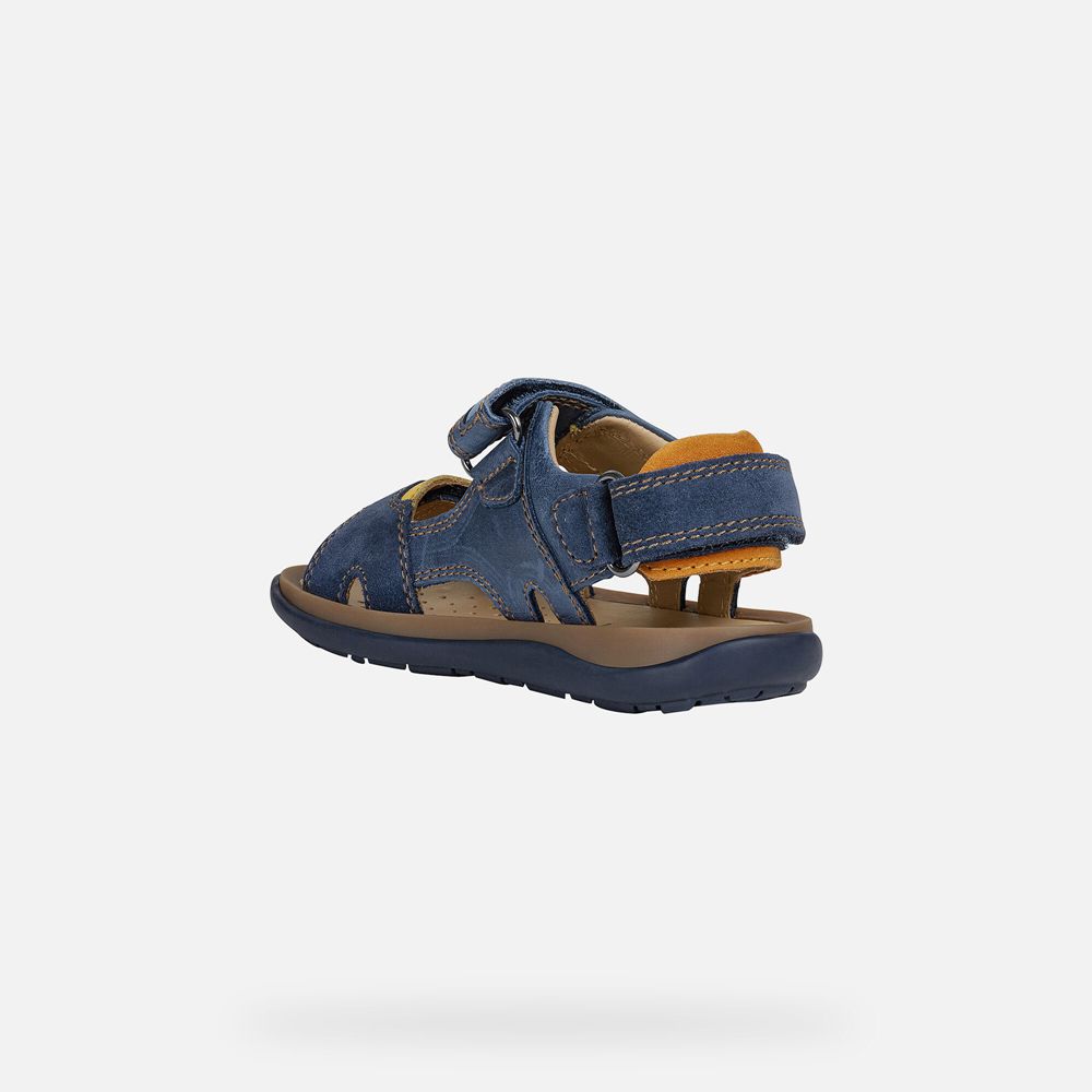 Geox Sandals Navy/Yellow Lipari - Geox Boys Shoes - AEQPYZ875